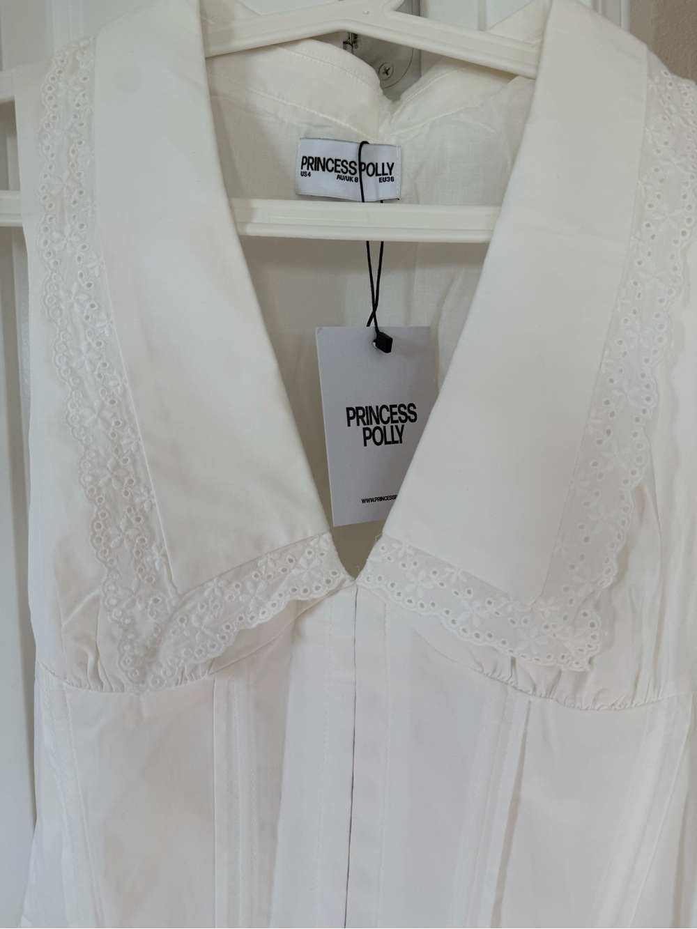 Princess Polly White Eyelet Collar Dress NWT - Picture 3 of 4